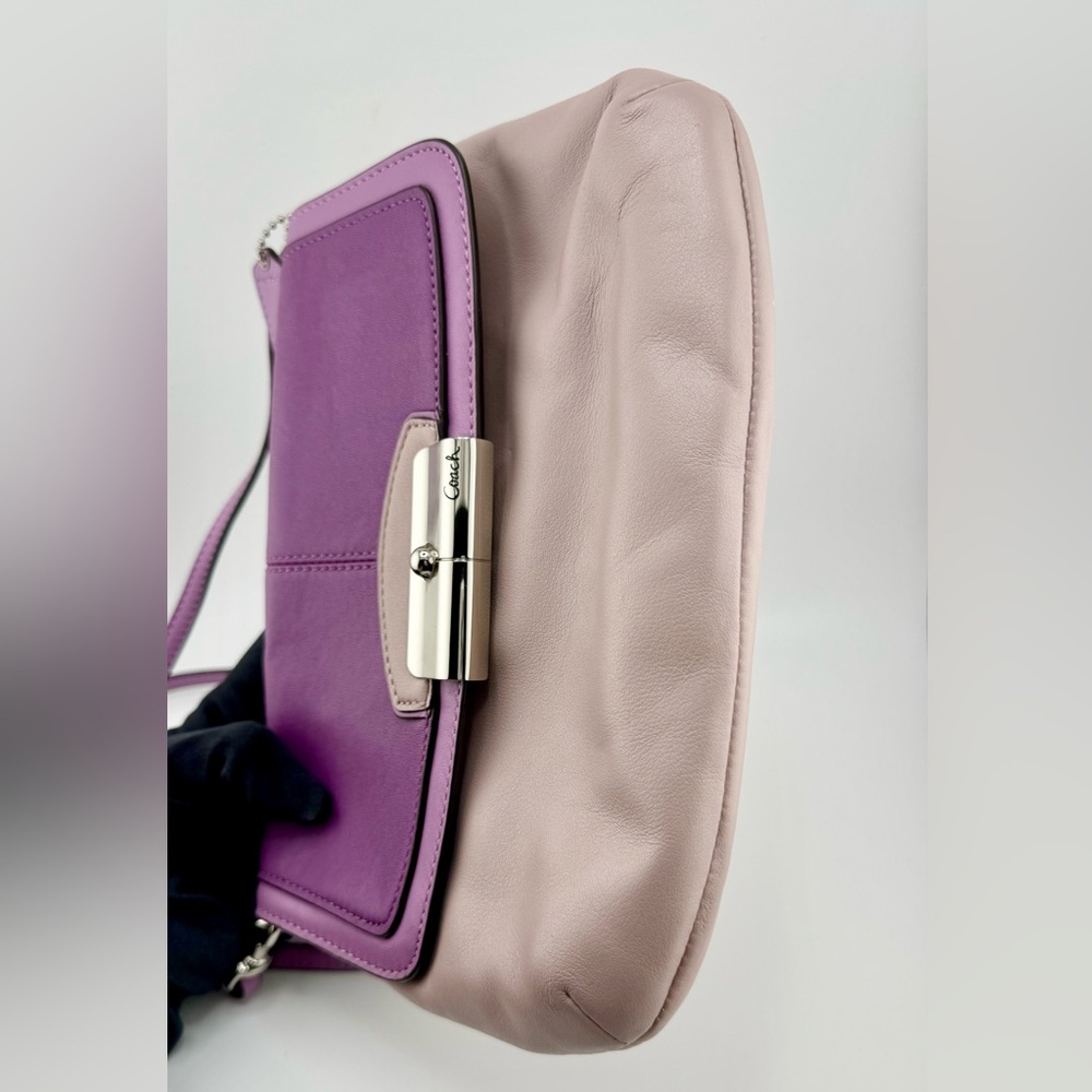Coach Purple & Mauve Crossbody Bag Leather with Silver Hardware - Picture 8 of 12